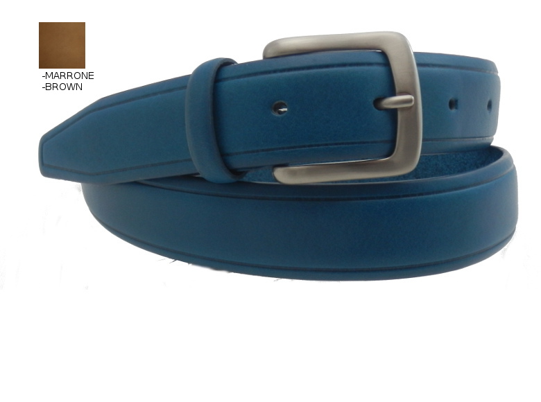 Cintura in Pelle volanata - Marrone - 35mm